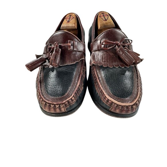 Johnston & Murphy Sz 8.5W Brown/Black Men's Leather Tassel Slip On Dress Loafers - Picture 2 of 9